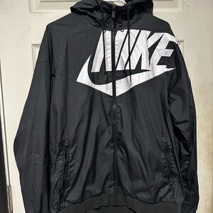 Nike Men's Black Windbreaker with White Logo